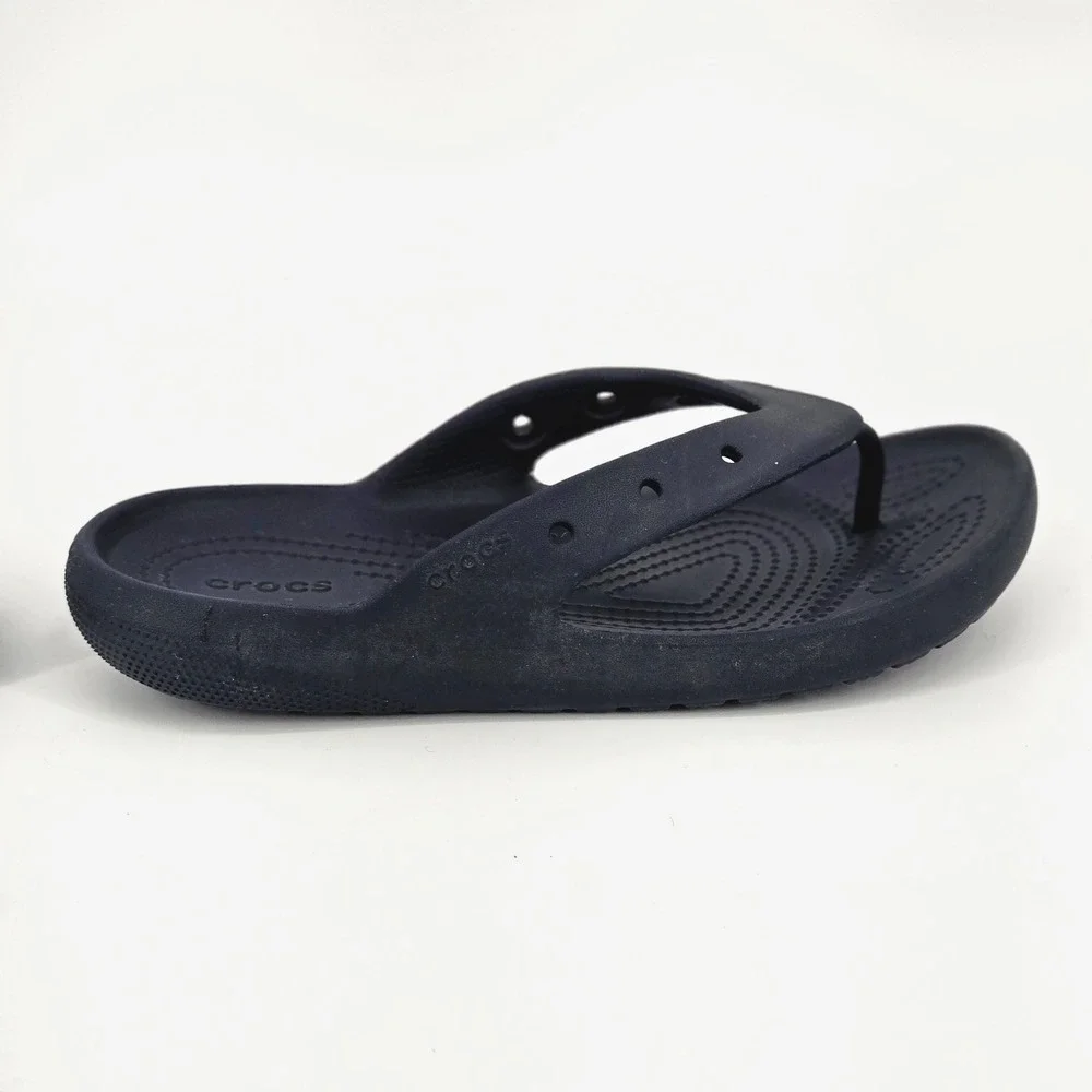 Crocs Kids Classic II Flip Flop Navy Blue Wide Toe Box Flat Thong Shoes Sz M4 W6